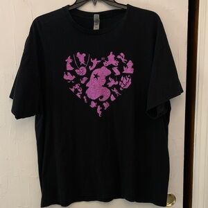 Gildan Black Tee with Ariel Heart Design